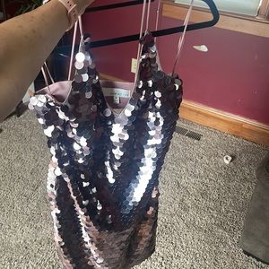 Adeline Rae pink/rose sequin eggshell-like dress. Wore once for trip to Vegas